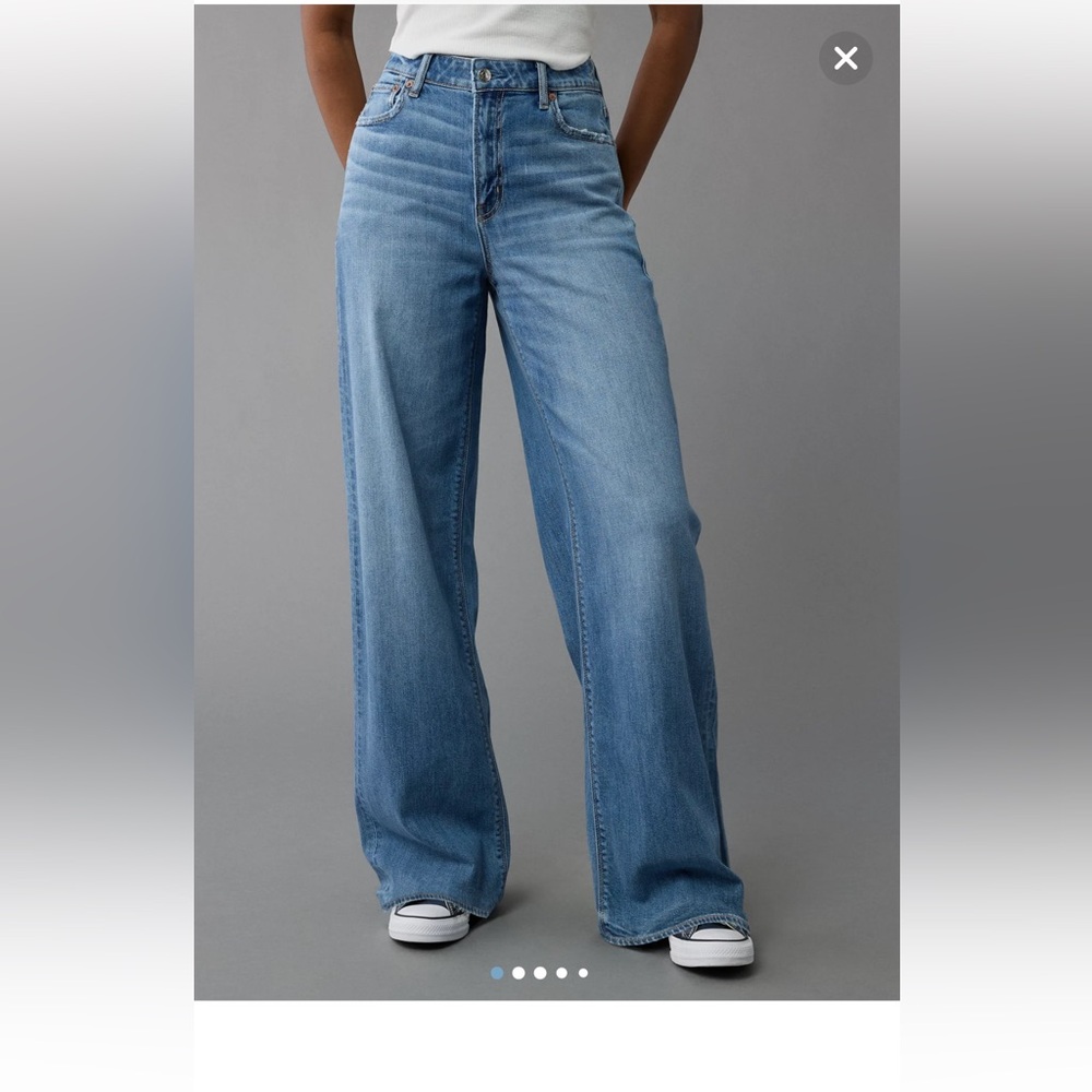 AE Dreamy Drape Stretch Super High-Waisted Baggy Wide-Leg Jean NWOT 10